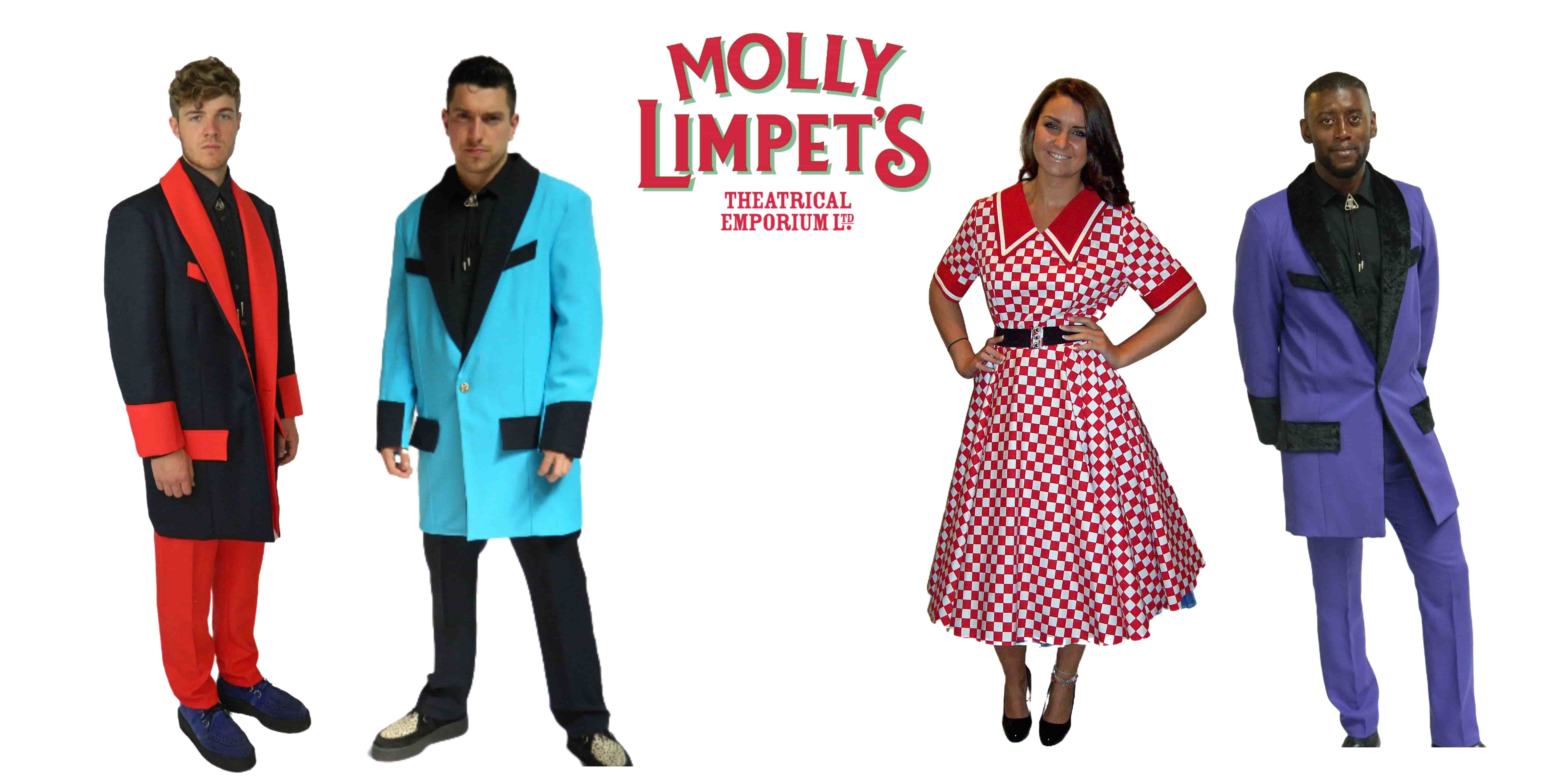 Teddy boy fancy dress costumes and rock n roll theatrical costume hire