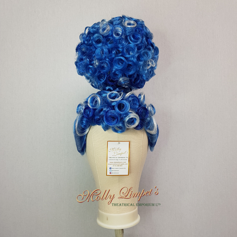 royal blue pantomime wigs for hire